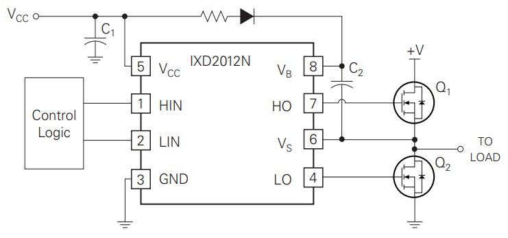 Application Circuit Diagram - IXYS IXD2012N Gate Driver